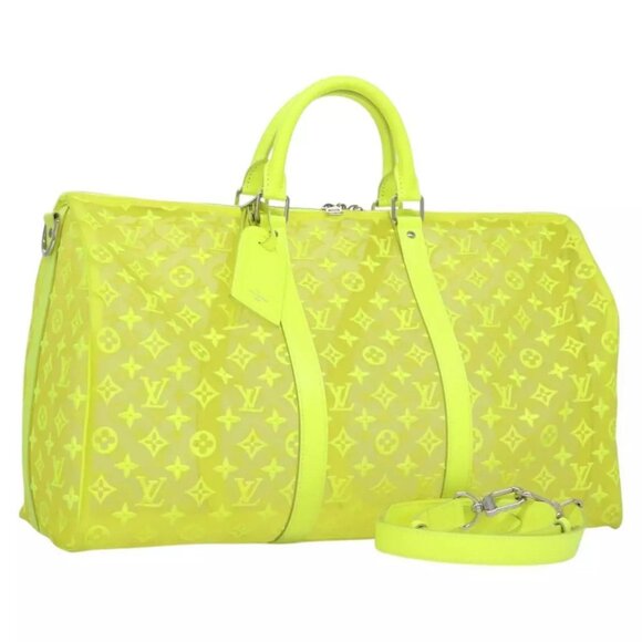 LOUIS VUITTON See Through Keepall Bandouliere 50 Bag Yellow M55380 Auth 112531A - Picture 1 of 16
